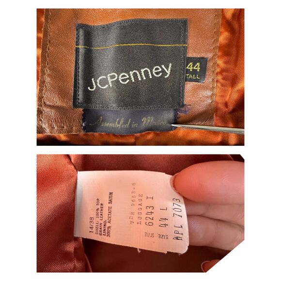 Vintage 70s Genuine Leather Cognac Brown Vest | JCPenny Western Cowboy - Picture 10 of 13